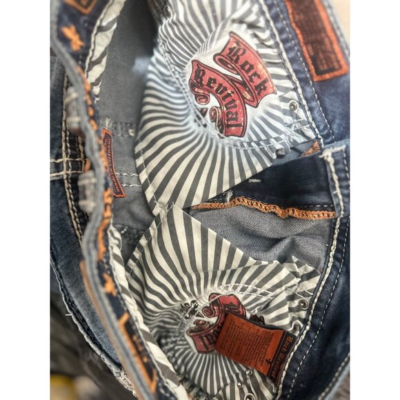 Rock Revival Cornett Bootcut Jean Women 29 Blue Flare Mid Rise Y2K Western Chore - Picture 14 of 16